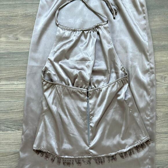 Satin Beaded Two Piece Set Handmade Vtg - Picture 5 of 7